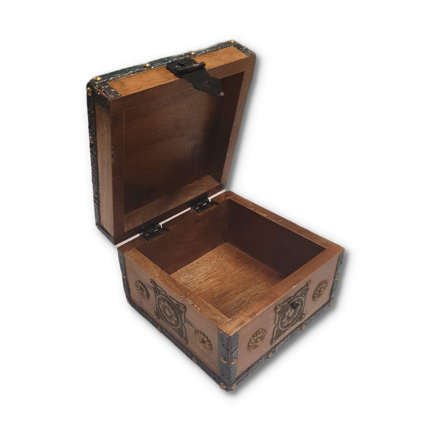 Med Brass Inlay Sq Wood Box