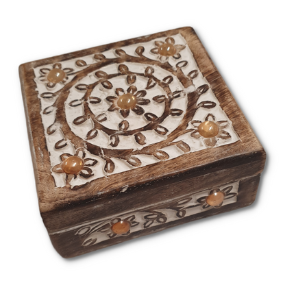 Medium Whitewash Wood Box