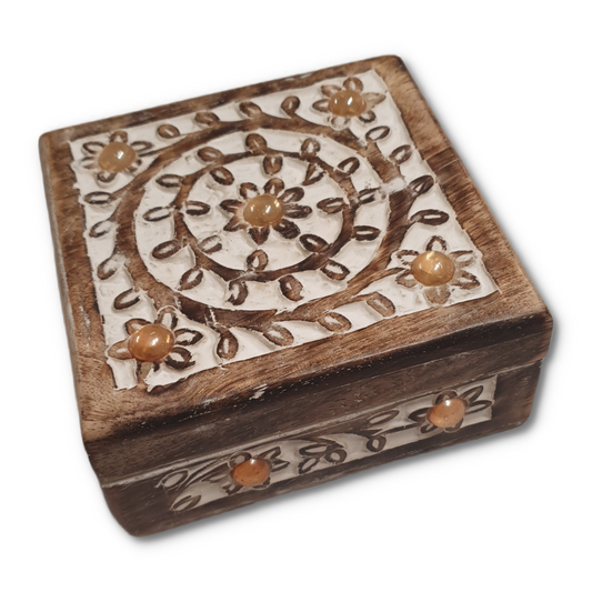 Medium Whitewash Wood Box