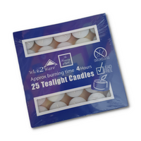 25 Pack of 4 Hour Tealight Candles