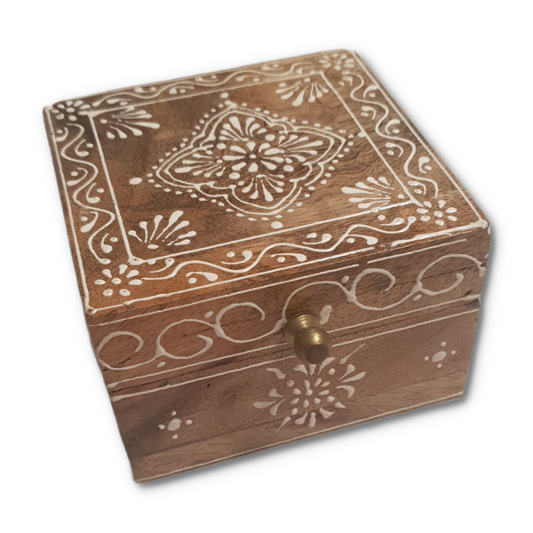 Small Flower Square Wood Box