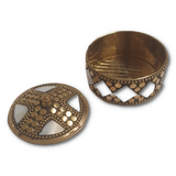 Round Brass Shell Trinket Box